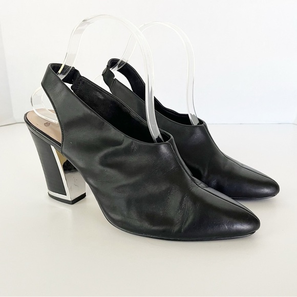 Bella Vita Gabriella Black Leather Slingback Pump Women Size 8 Heels Pointed Toe - Picture 1 of 10